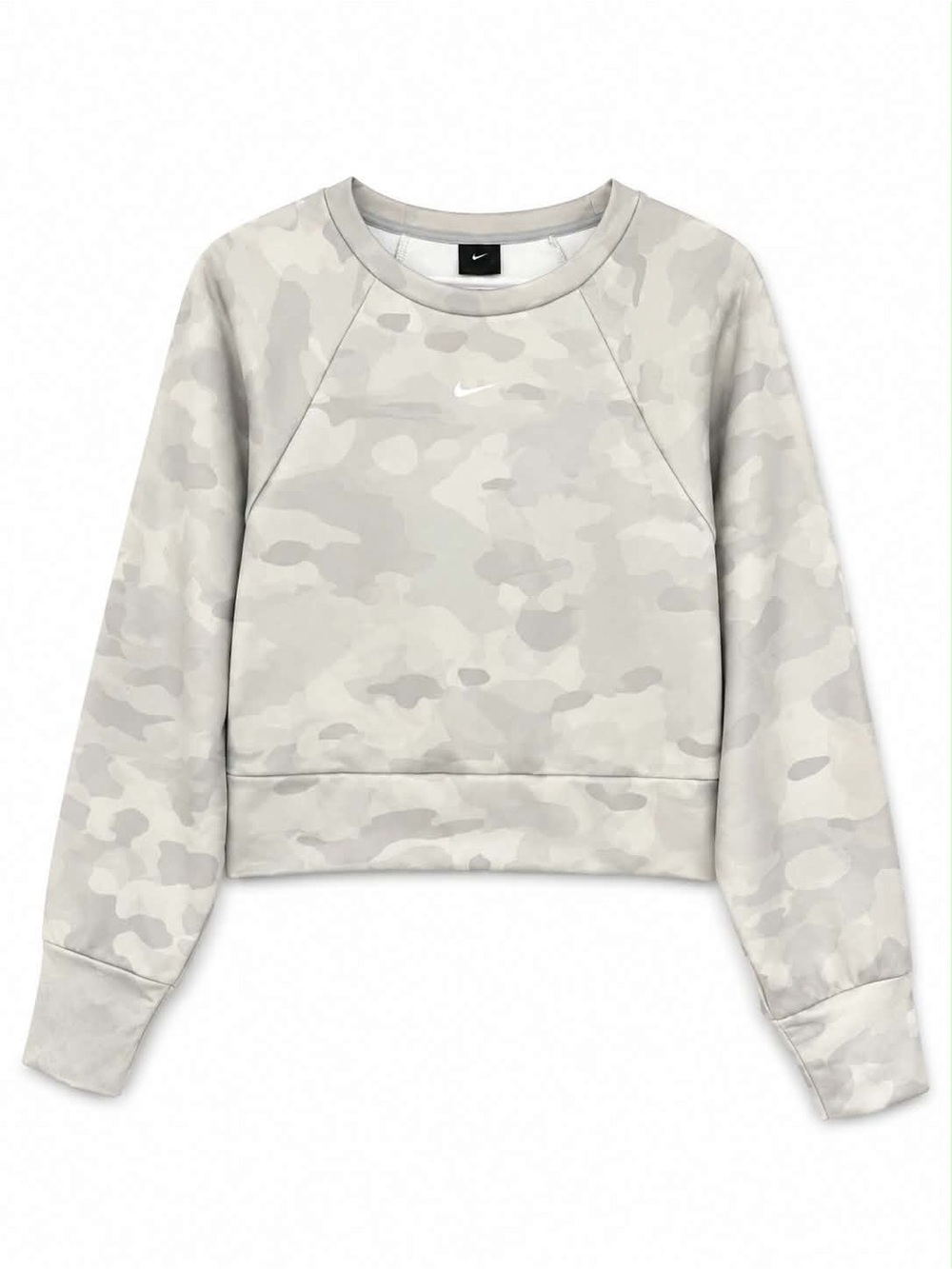 Nike Womenโs Light Grey Neutral Camo Crewneck Boxy Sweatshirt โ Plus Size 1X GUC